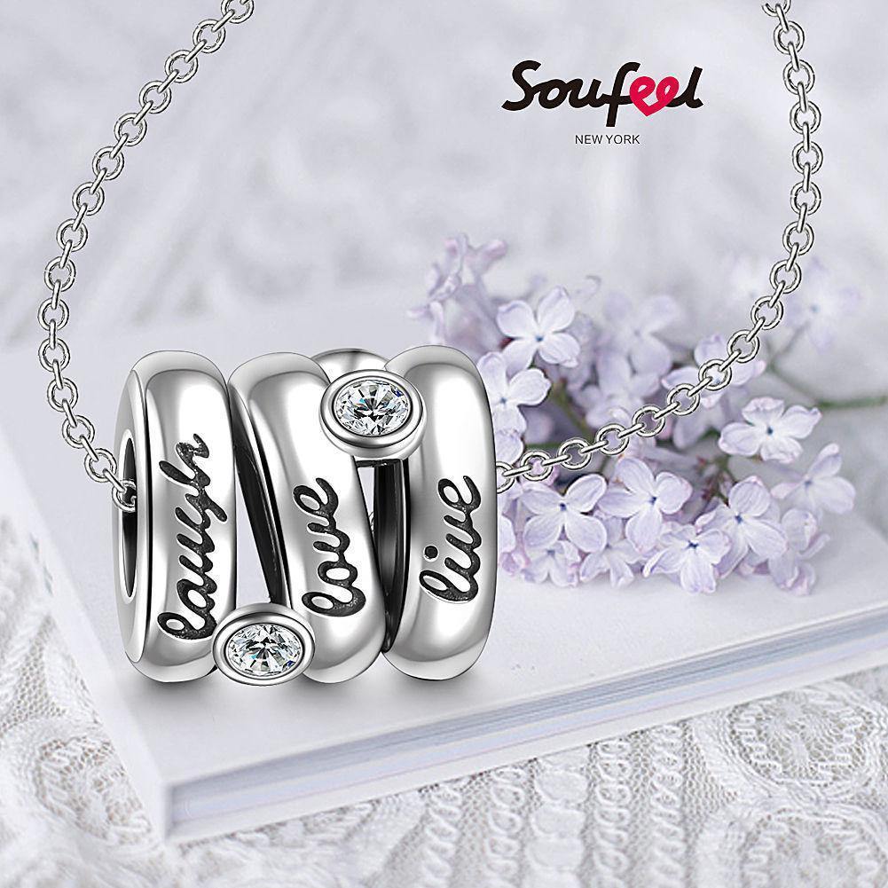 Soufeel Crystal Laugh-Love-Live Charm Silver - soufeelus