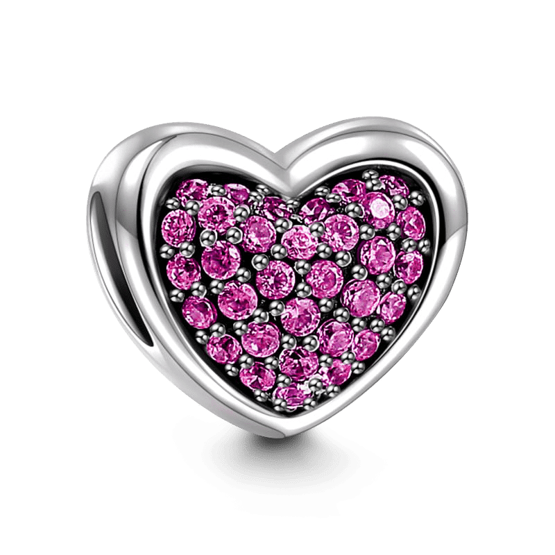 Rose Red Heart of Hearts Charm Silver - soufeelus