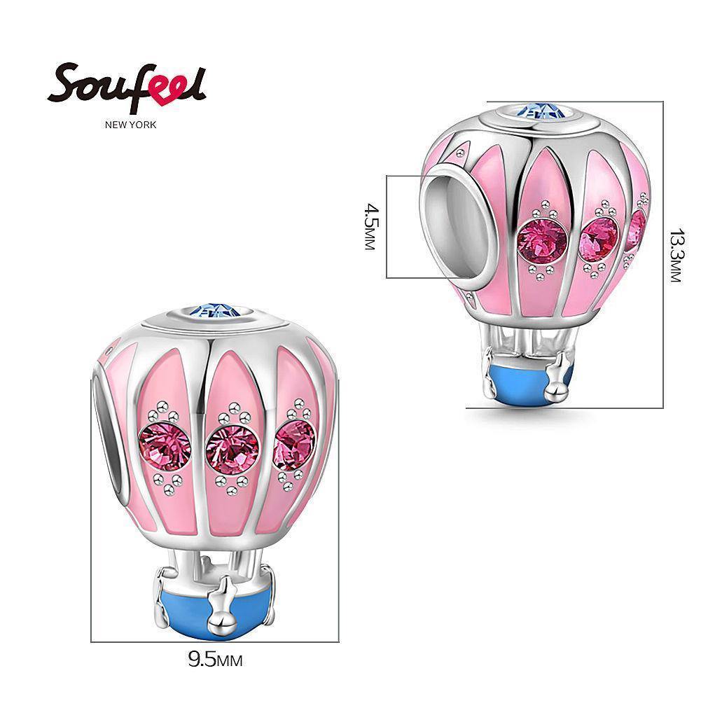 Soufeel Crystal Hot-air Balloon Charm Silver - soufeelus