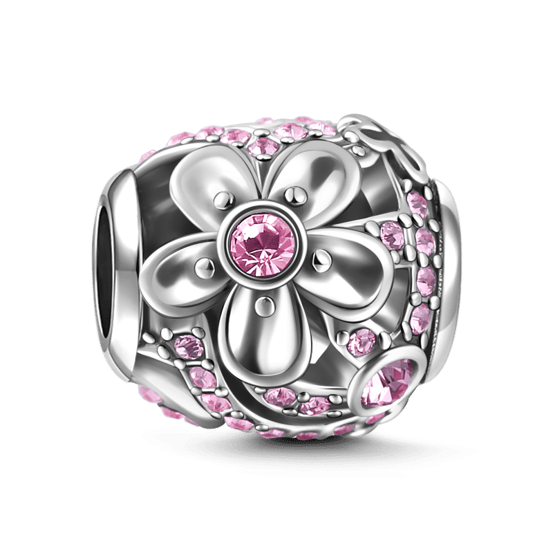 Pink Soufeel Crystal Romantic Flower Charm Silver - soufeelus