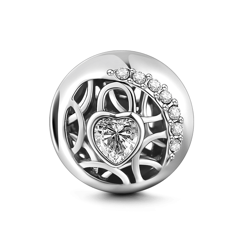 Locked Heart Charm Silver - soufeelus