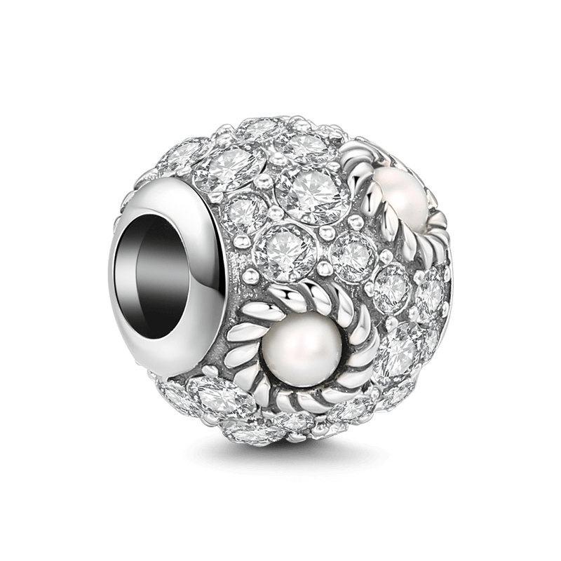 Glittering Pearl Charm Silver - soufeelus