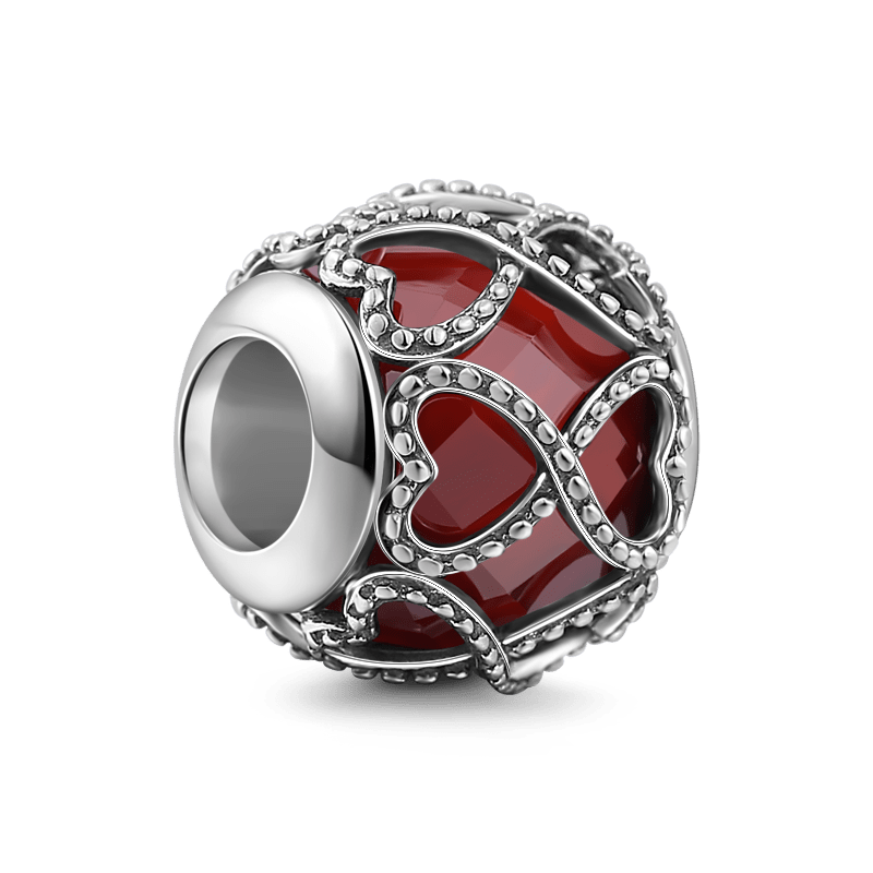 Red Crystal Infinity Love Charm Silver - soufeelus