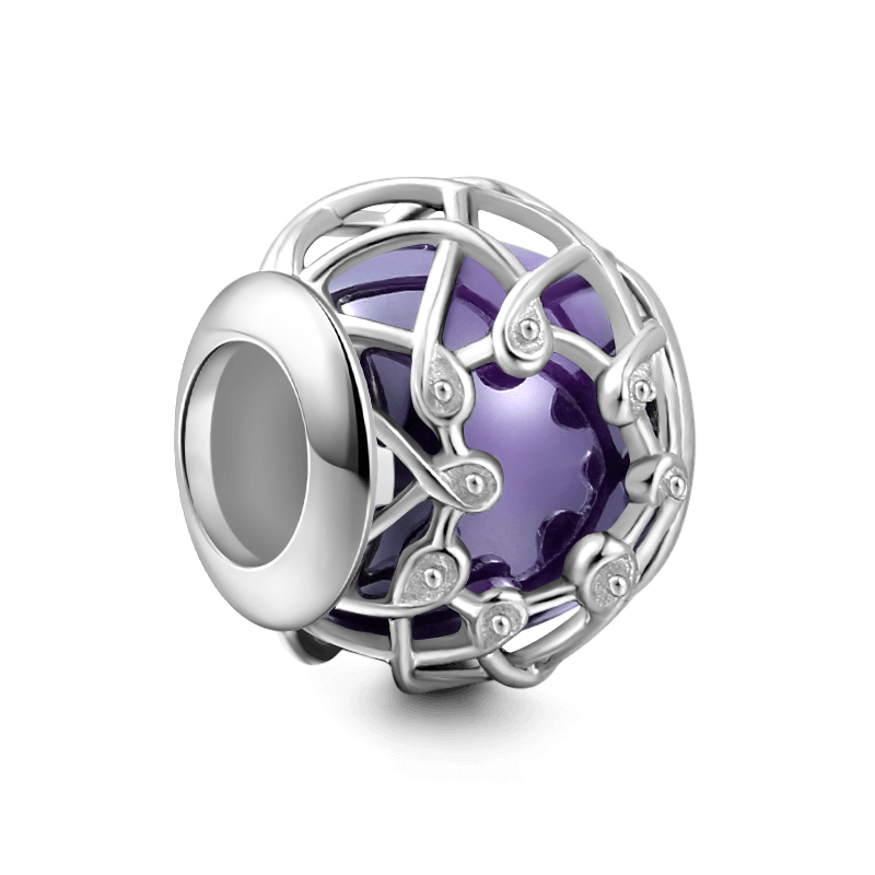 Purple Crystal Net Charm Silver - soufeelus