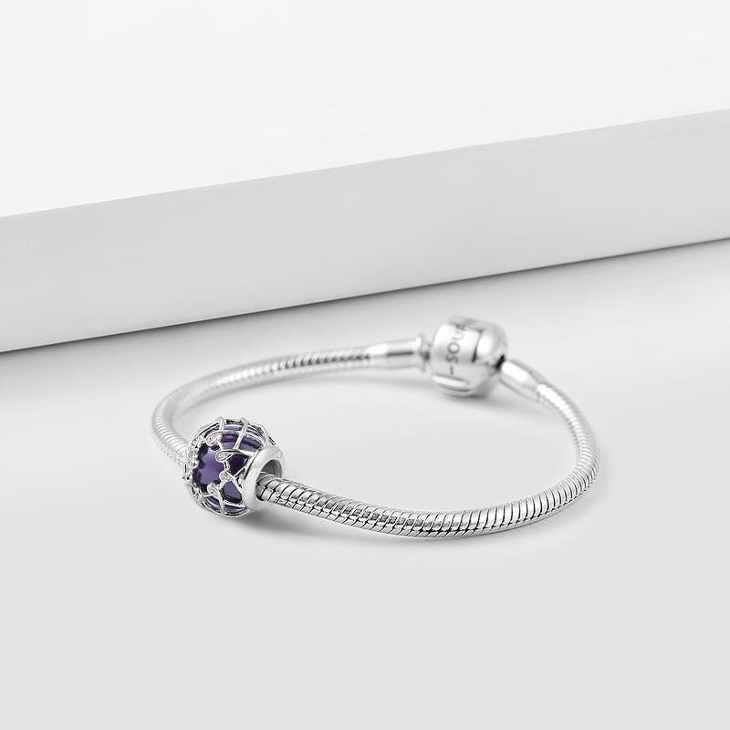 Purple Crystal Net Charm Silver - soufeelus