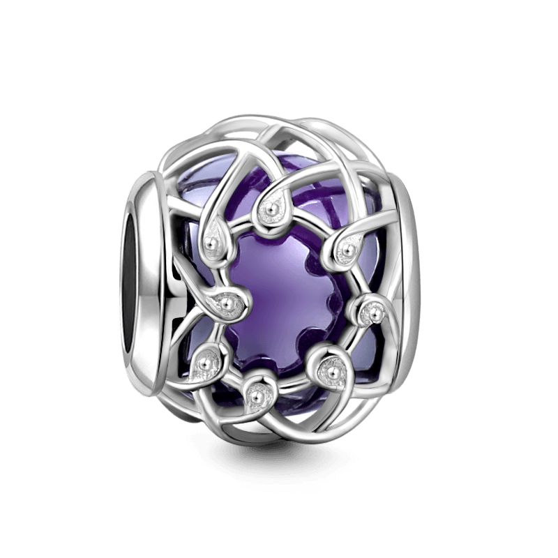Purple Crystal Net Charm Silver - soufeelus