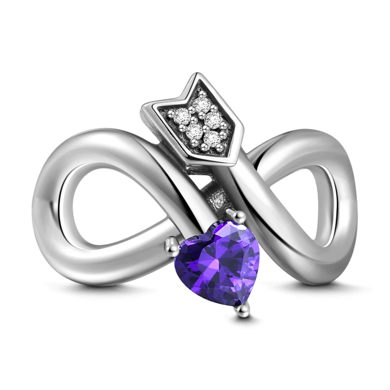 Infinity Love with Purple Heart Charm Silver - soufeelus
