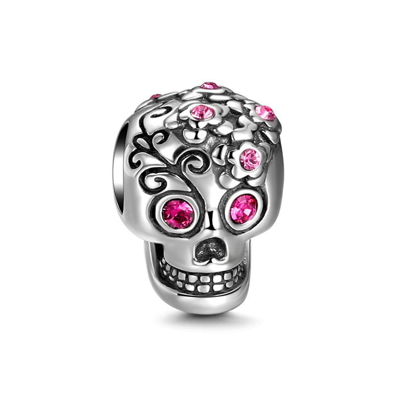 Special Skull Silver Charm with Pink Soufeel Crystal - soufeelus