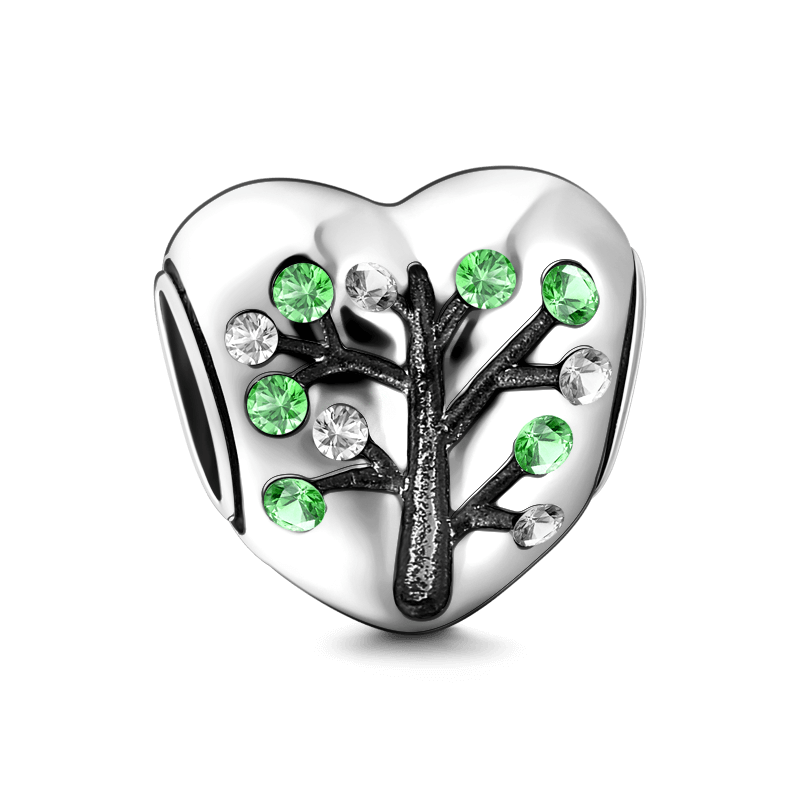 Tree of Love Silver Charm with Green Soufeel Crystal - soufeelus