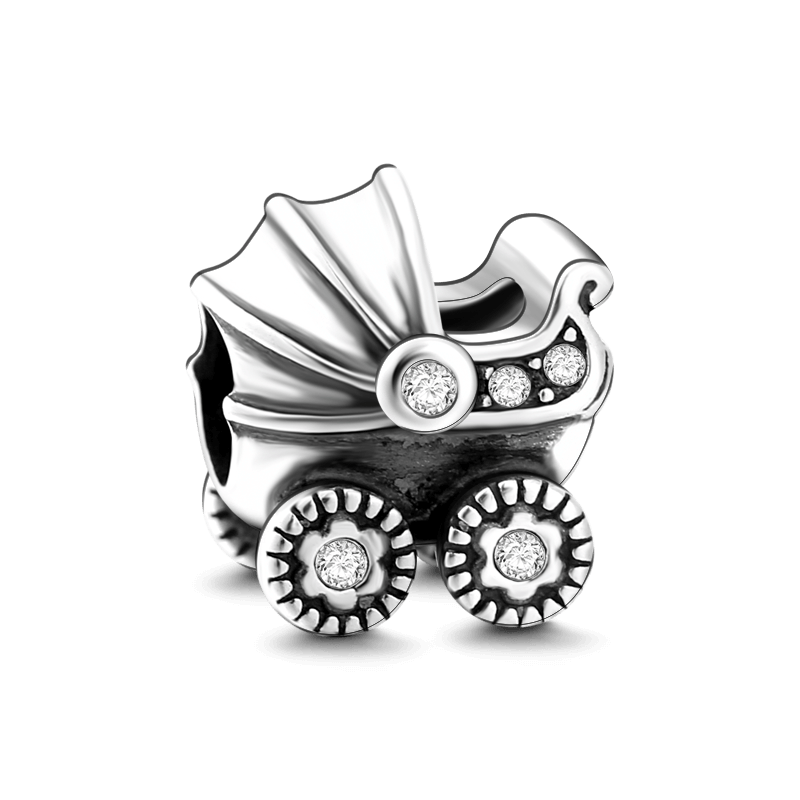 Baby Carriage Charm Silver - soufeelus