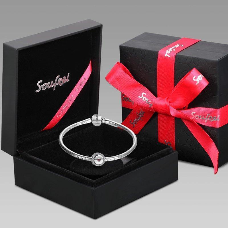 First Love Engraved Silver Charm with Soufeel Crystal - soufeelus