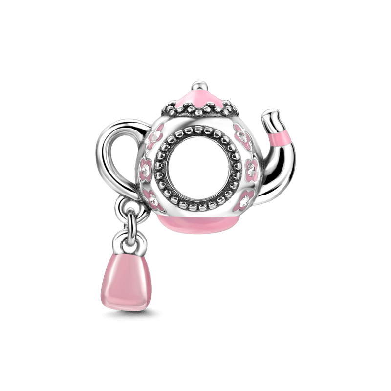 Pink Teapot Silver Charm with Soufeel Crystal - soufeelus