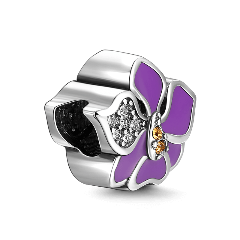 Purple Orchid Charm Silver with Soufeel Crystal - soufeelus
