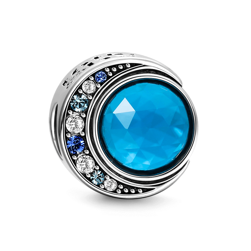 I Love You to the Moon and Back Silver Charm with Blue Special Stone - soufeelus