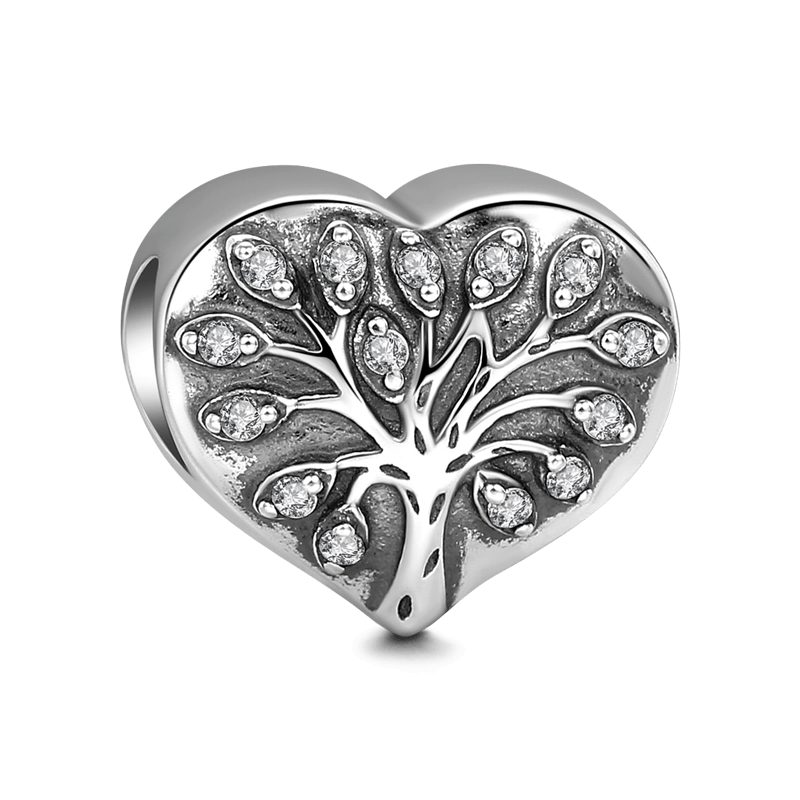Tree of Love Silver Charm with CZ - soufeelus