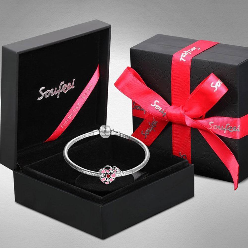 Locket and Pink Key Charm Silver - soufeelus