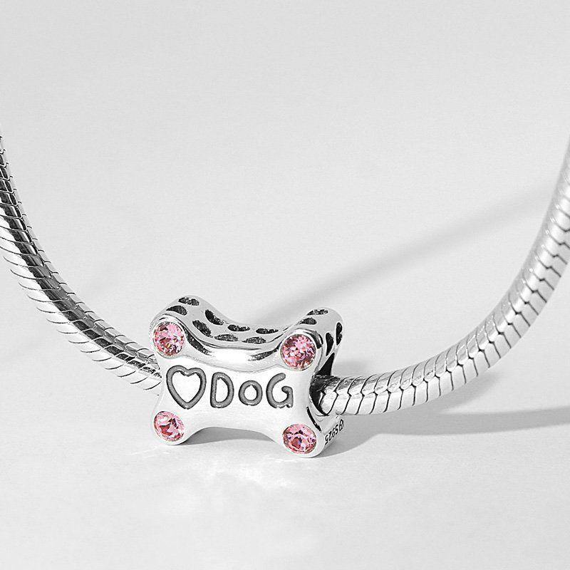 Dog Loves Bone Charm Silver - soufeelus