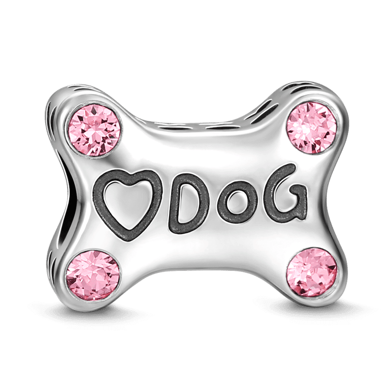 Dog Loves Bone Charm Silver - soufeelus