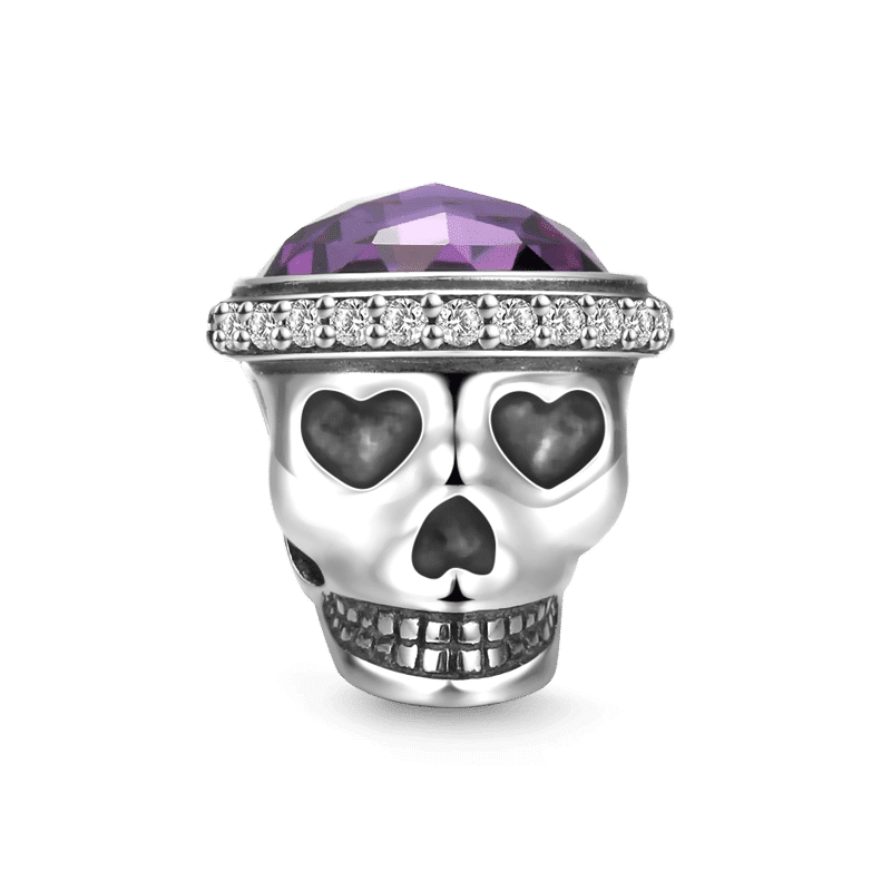Purple Brain Skull Silver Charm with Soufeel Crystal - soufeelus