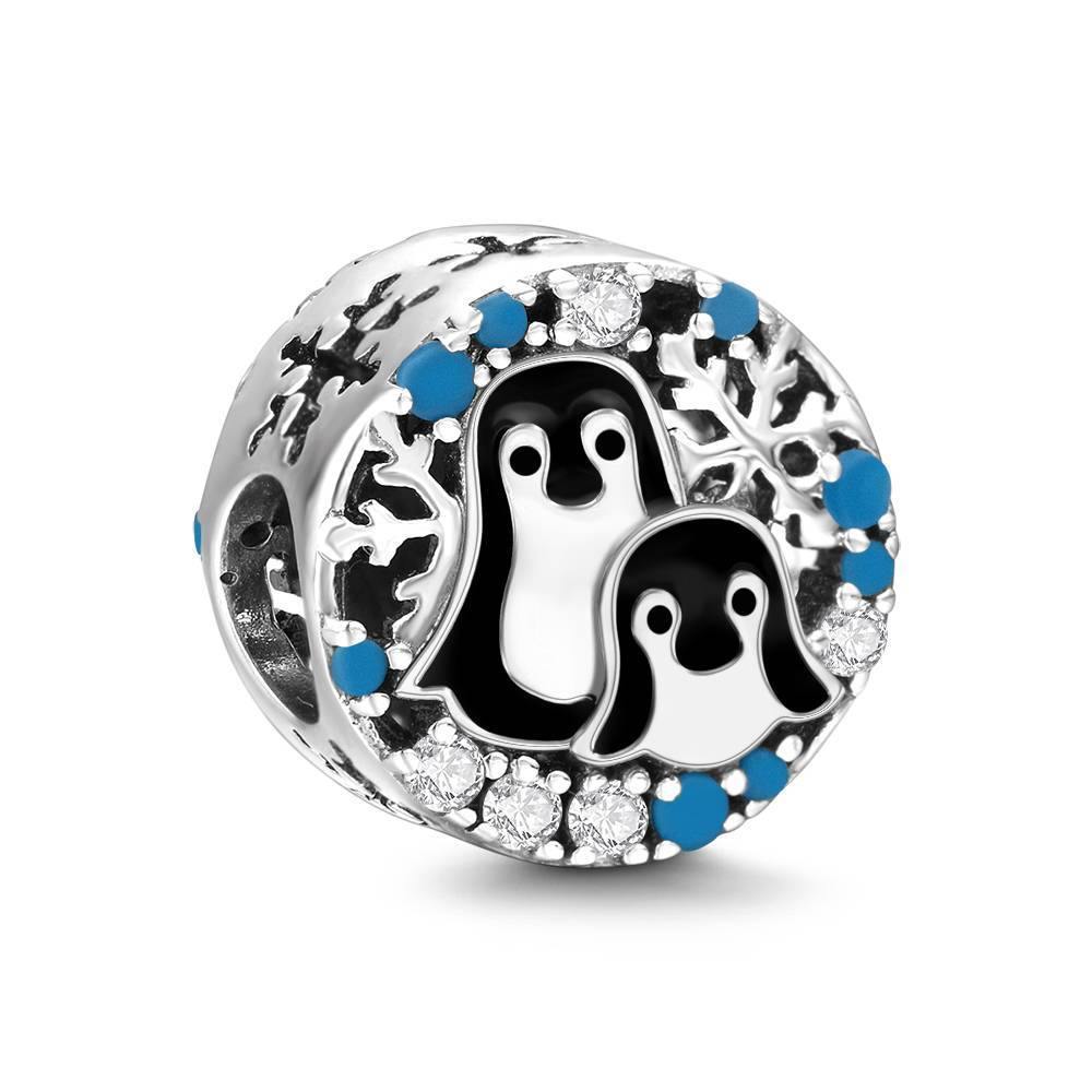 Penguin in The Snow Charm Christmas Gift silver - soufeelus