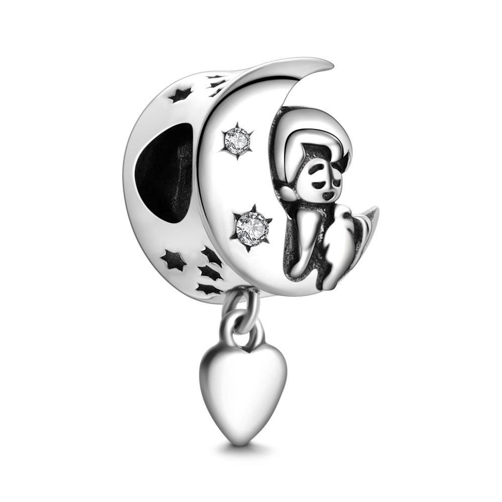 Sleeping Baby Under the Moon Look Charm Sliver - soufeelus