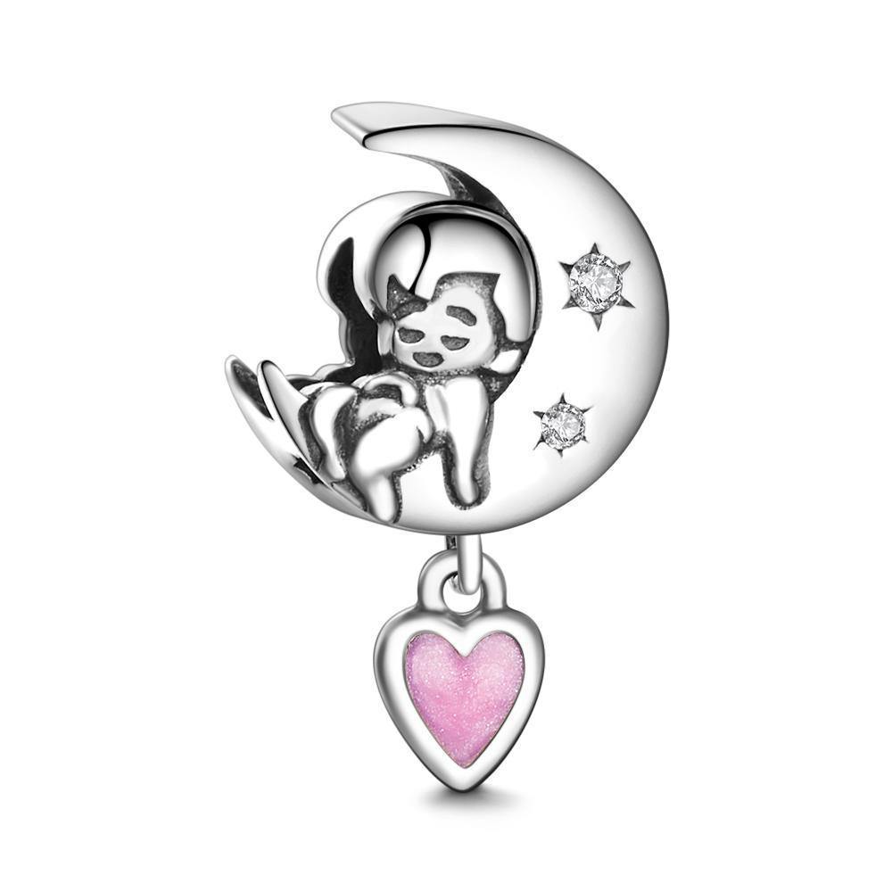 Sleeping Baby Under the Moon Look Charm Sliver - soufeelus