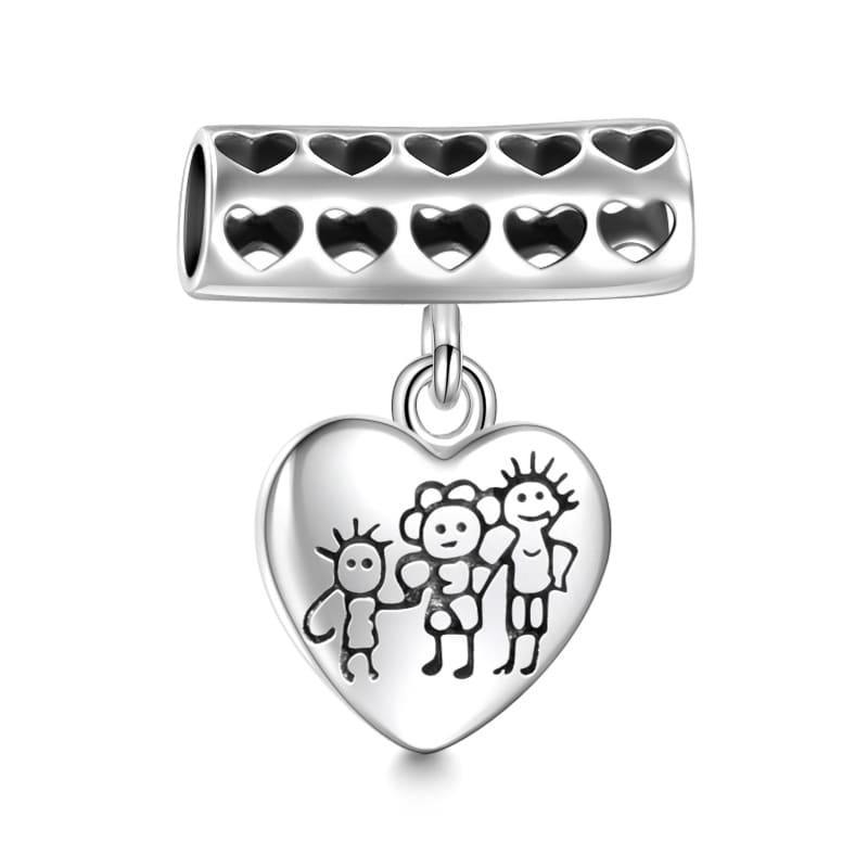 I Love My Family Dangle Charm Silver - soufeelus