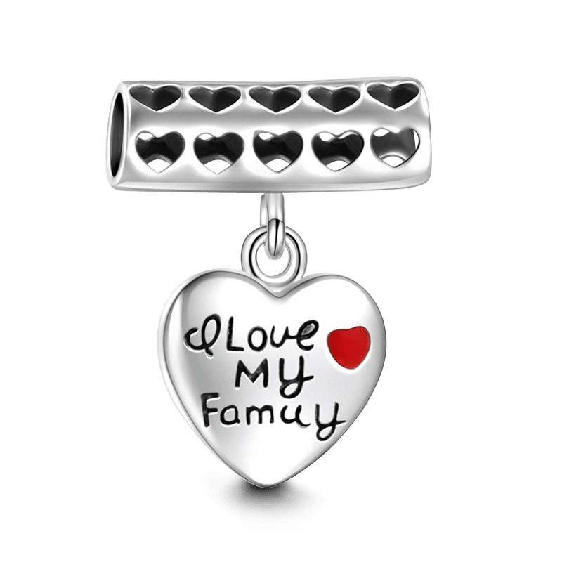 I Love My Family Dangle Charm Silver - soufeelus