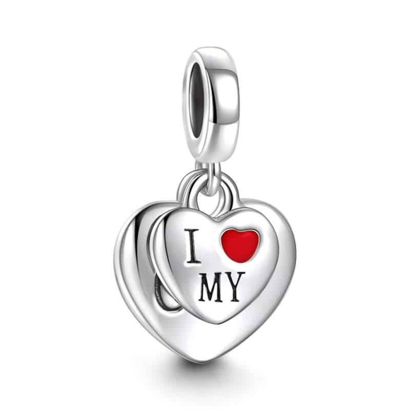 I Love My Cat Dangle Charm Silver - soufeelus