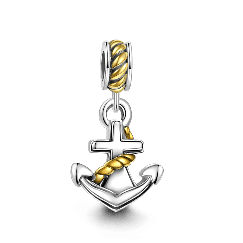 Anchor Dangle Charm 14k Gold Plated Silver - soufeelus