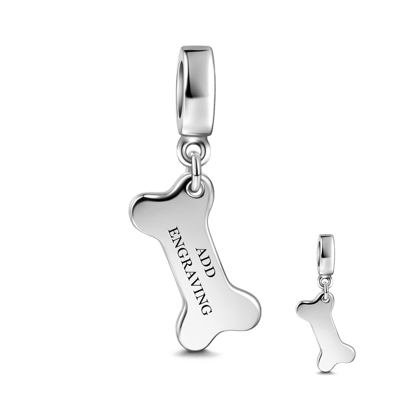 Engraved Bone Dangle Charm Silver - soufeelus