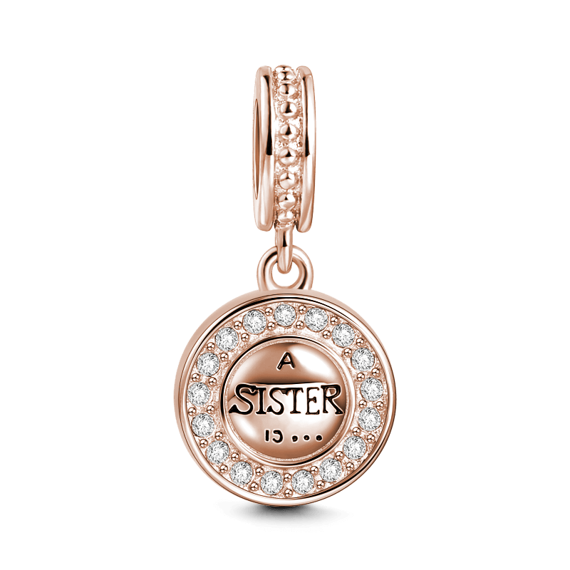 Sister is a Forever Friend Dangle Charm Rose Gold Plated Silver - soufeelus