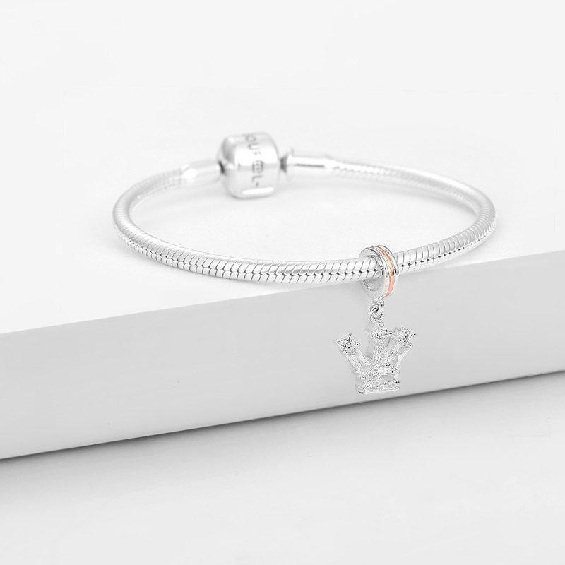 Crystal Crown Rose Gold Plated Charm Silver - soufeelus
