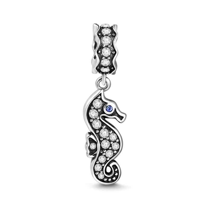 Sea Horse Dangle Charm Silver - soufeelus