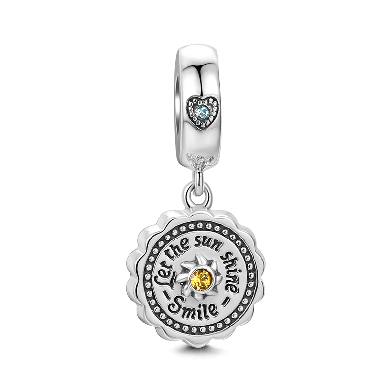 Let the Sun Shine Smile Dangle Charm Silver - soufeelus