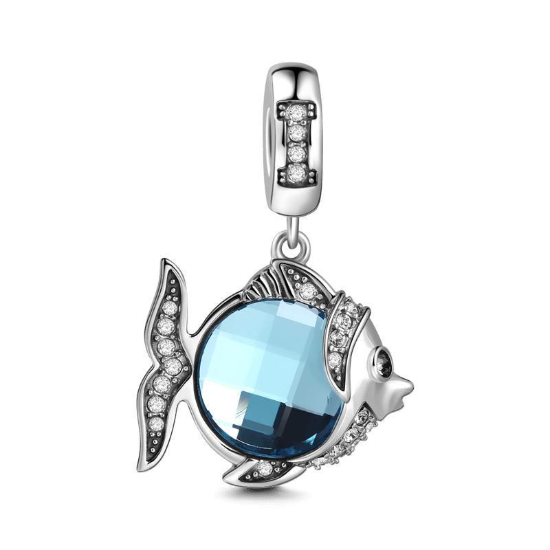 Silver Blue Fish Dangle Charm with Soufeel Crystal - soufeelus