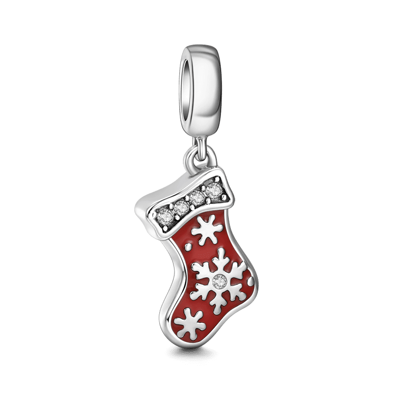 Silver Red Christmas Stocking Dangle Charm with Soufeel Crystal - soufeelus