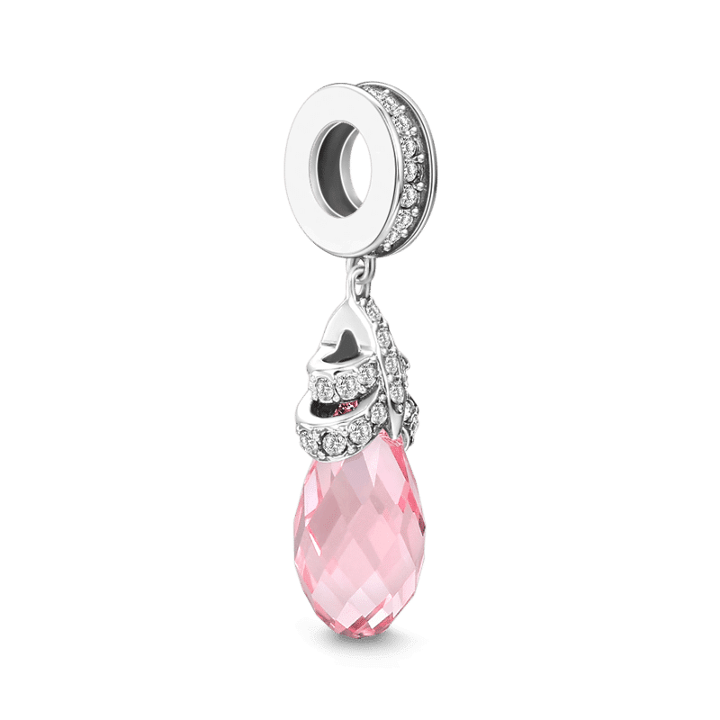 Pink Peach Dangle Charm with Soufeel Crystal Silver - soufeelus