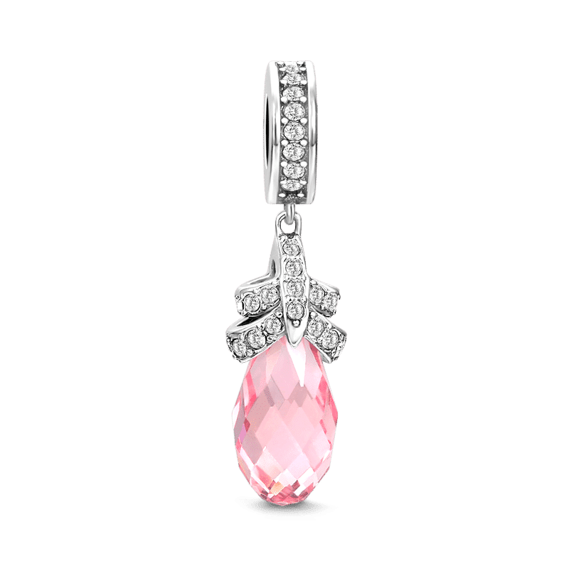 Pink Peach Dangle Charm with Soufeel Crystal Silver - soufeelus