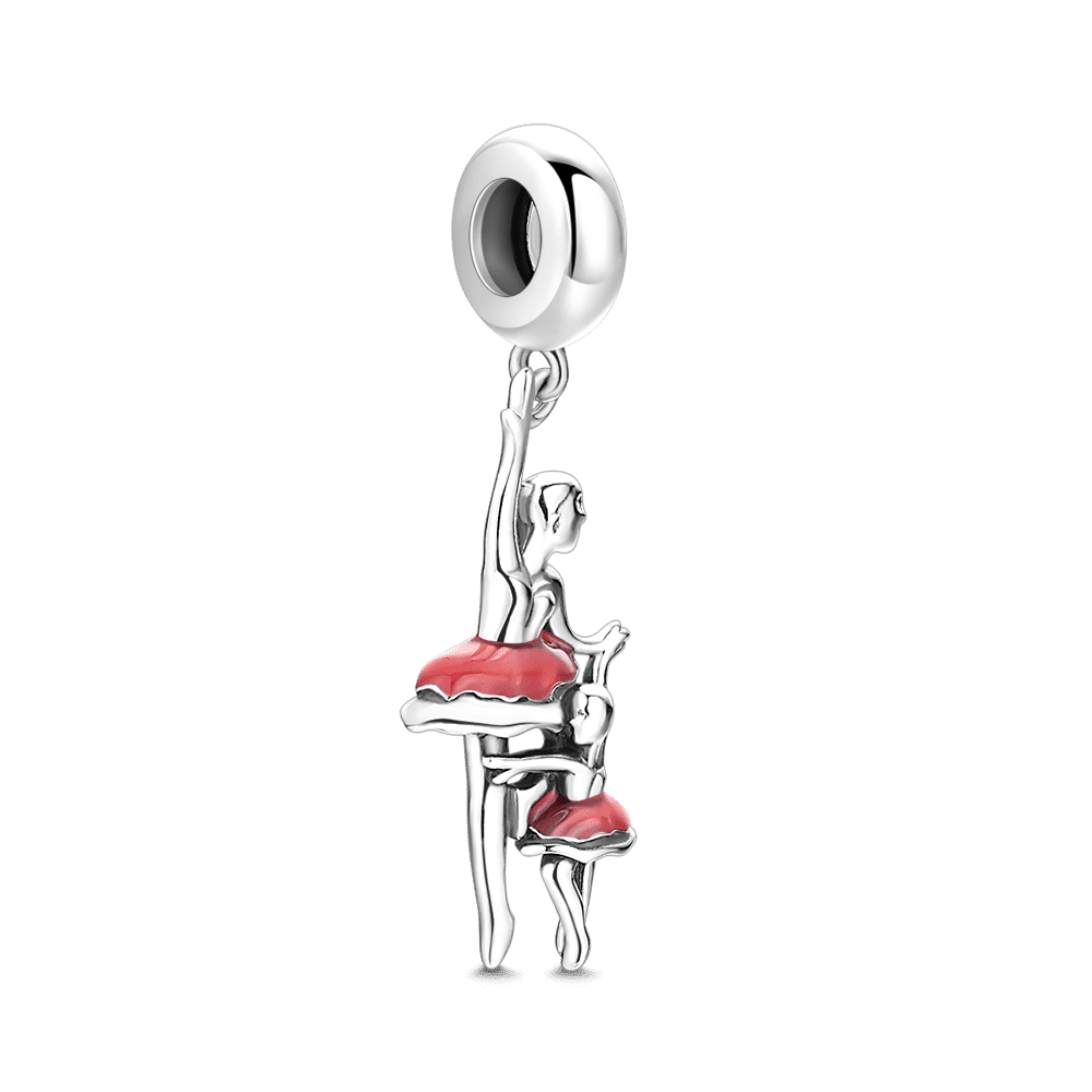 Mother-child Ballet Dangle Charm Silver - soufeelus