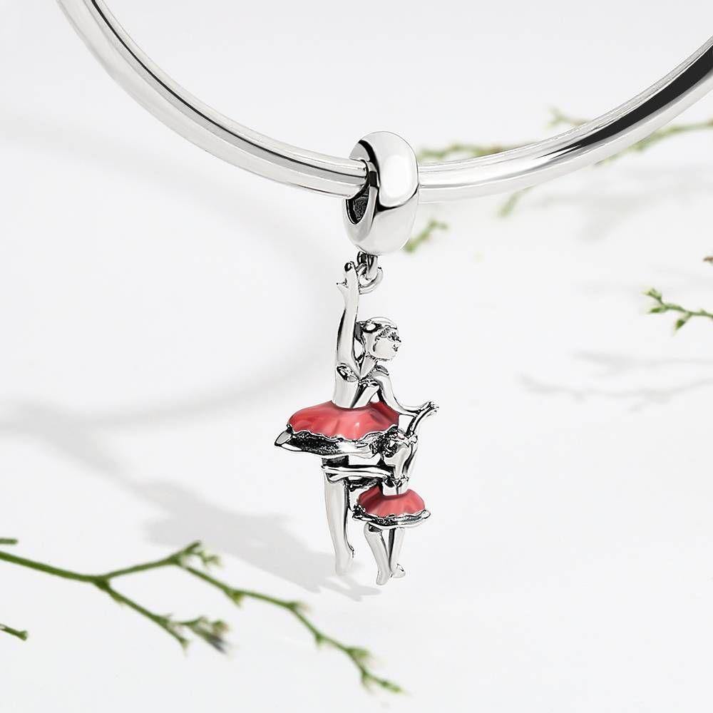 Mother-child Ballet Dangle Charm Silver - soufeelus