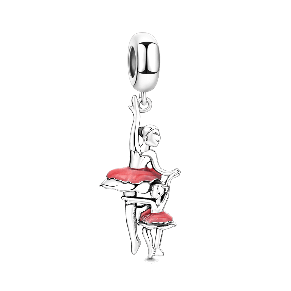 Mother-child Ballet Dangle Charm Silver - soufeelus