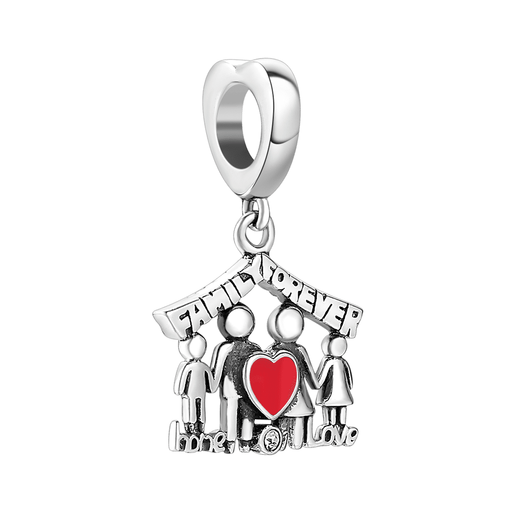 Silver Family Home Love Forever Dangle Charm with Soufeel Crystal - soufeelus