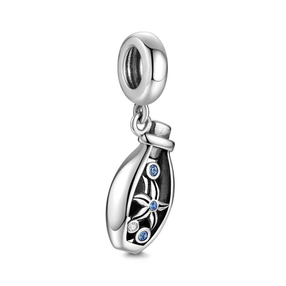 Wishing Bottle Charm  Blue Silver - soufeelus