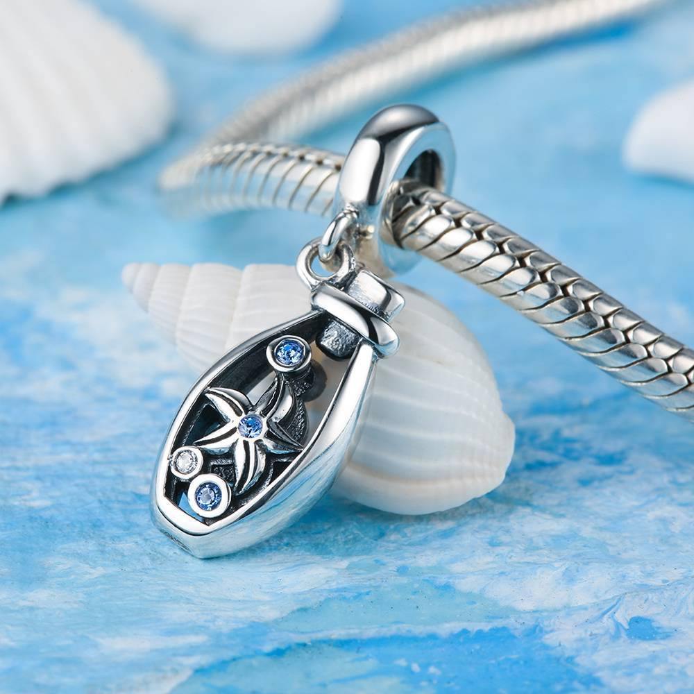 Wishing Bottle Charm  Blue Silver - soufeelus