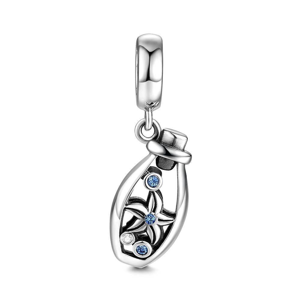 Wishing Bottle Charm  Blue Silver - soufeelus