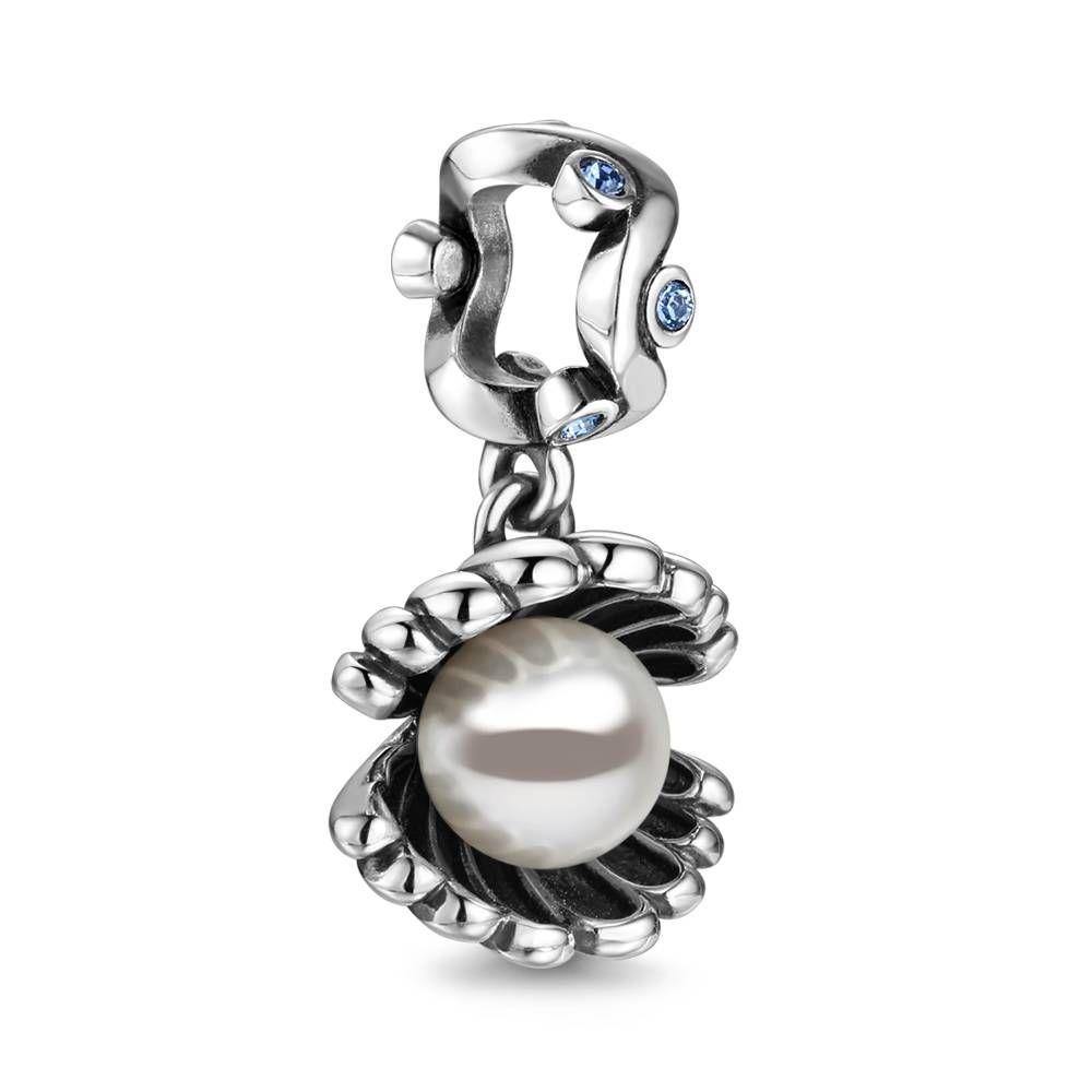 Sparkling Pearl Shell Charm Blue Silver - soufeelus
