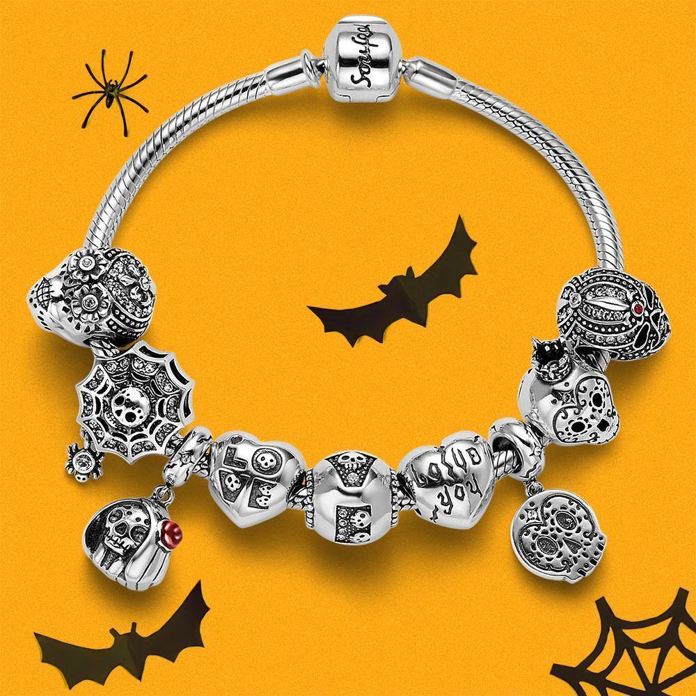 Skull with Heart Charm  Body can Move Gift Silver - soufeelus