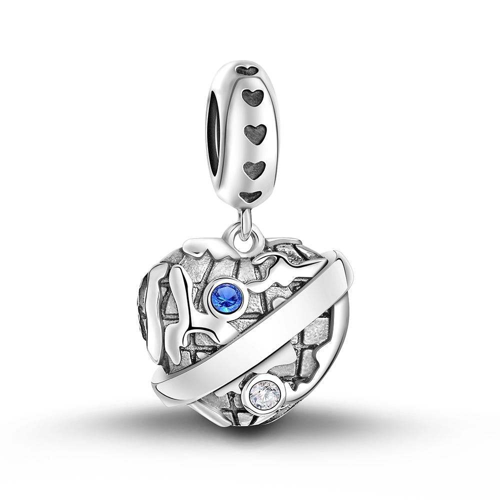 Valentine's Day Gift You are My Whole World Charm Silver