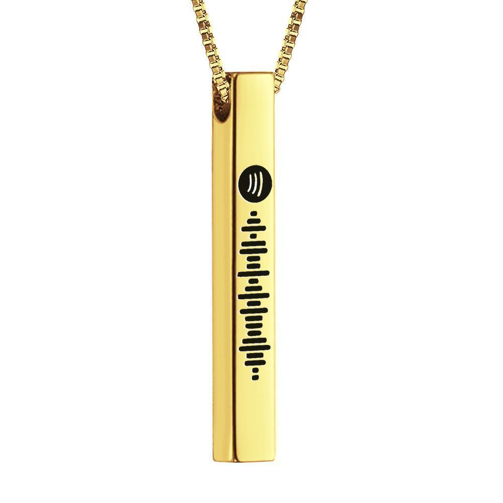 Scannable Spotify Code Necklace 3D Engraved Vertical Bar Necklace Gifts for Girlfriend Black